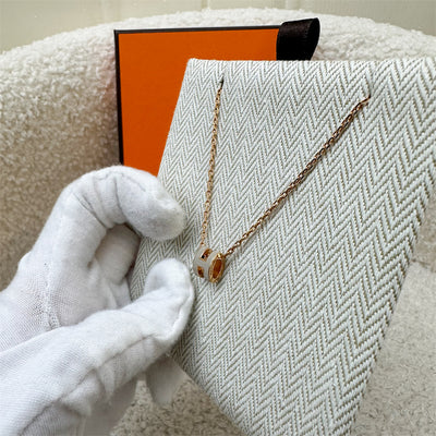 Hermes Mini Pop H Necklace in Marron Glace Enamel RGHW