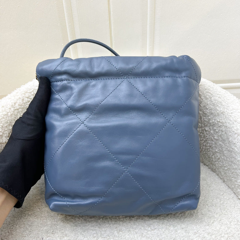 Chanel 22 Mini Hobo Bag in Blue Calfskin and AGHW