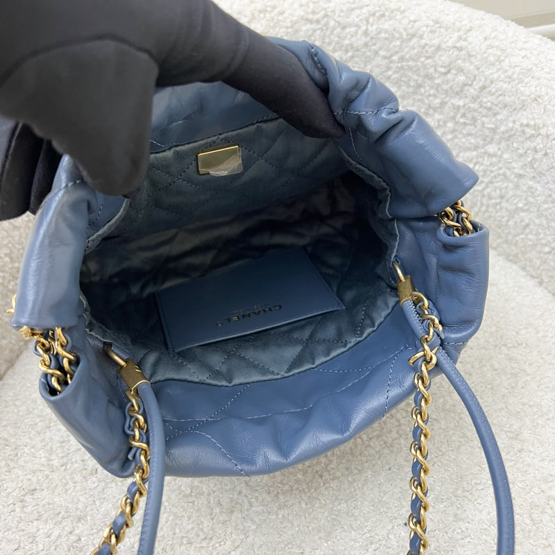 Chanel 22 Mini Hobo Bag in Blue Calfskin and AGHW