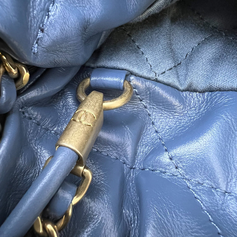 Chanel 22 Mini Hobo Bag in Blue Calfskin and AGHW