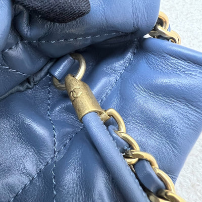 Chanel 22 Mini Hobo Bag in Blue Calfskin and AGHW