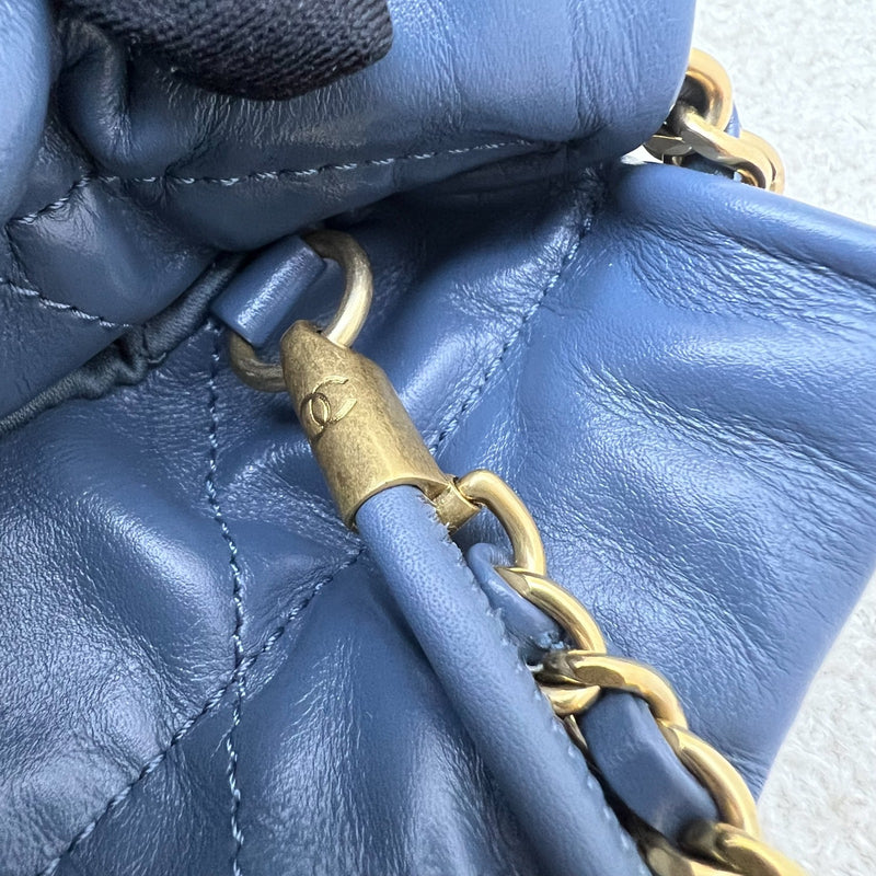 Chanel 22 Mini Hobo Bag in Blue Calfskin and AGHW