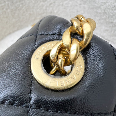 Chanel Seasonal Medium Flap with Imitation Pearl and Black Resin Chain in Black Lambskin and GHW (23cm) (Model: AS3480)