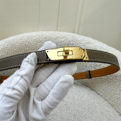 Hermes Kelly 18 Belt in Etoupe Epsom Leather and GHW