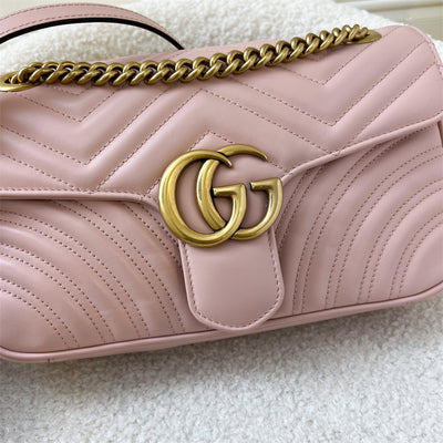 Gucci Marmont Small Flap in Pink Calfskin AGHW