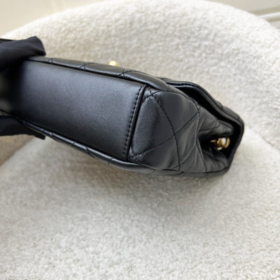 Chanel Seasonal Medium Flap with Imitation Pearl and Black Resin Chain in Black Lambskin and GHW (23cm) (Model: AS3480)