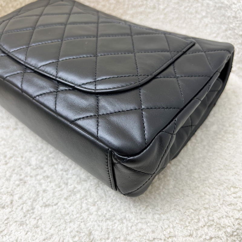 Chanel Seasonal Medium Flap with Imitation Pearl and Black Resin Chain in Black Lambskin and GHW (23cm) (Model: AS3480)