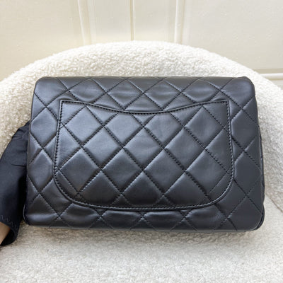 Chanel Seasonal Medium Flap with Imitation Pearl and Black Resin Chain in Black Lambskin and GHW (23cm) (Model: AS3480)