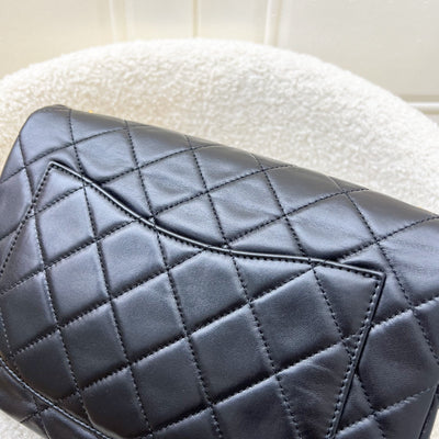 Chanel Seasonal Medium Flap with Imitation Pearl and Black Resin Chain in Black Lambskin and GHW (23cm) (Model: AS3480)