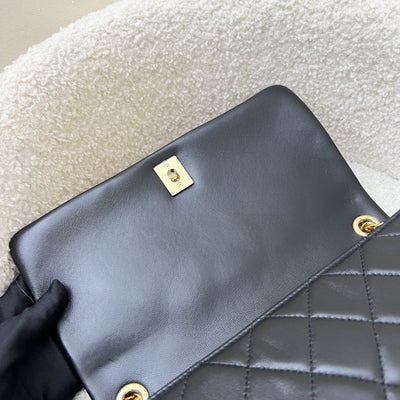 Chanel Seasonal Medium Flap with Imitation Pearl and Black Resin Chain in Black Lambskin and GHW (23cm) (Model: AS3480)