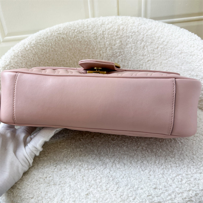 Gucci Marmont Small Flap in Pink Calfskin AGHW