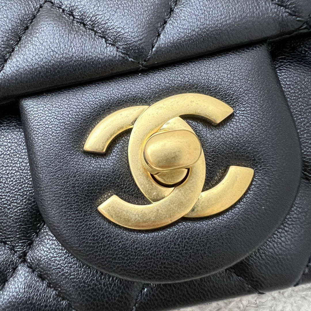 Chanel Pearl Crush Mini Rectangle Flap in 24K Black Stiff Lambskin