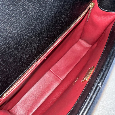 Chanel Seasonal Medium Flap with Imitation Pearl and Black Resin Chain in Black Lambskin and GHW (23cm) (Model: AS3480)