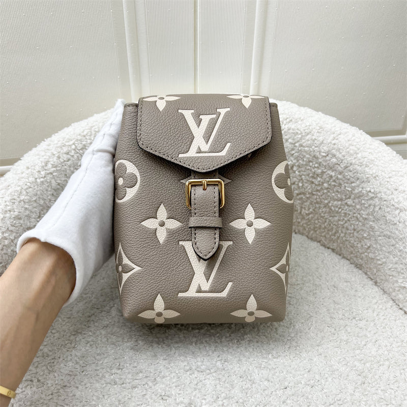 LV Tiny Backpack in Tourterelle Beige Monogram Empreinte Leather GHW