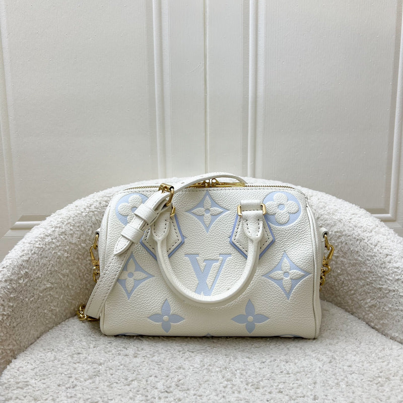 LV Milky Way Speedy 20 in Latte and Candy Blue Giant Monogram Empreinte Leather and GHW
