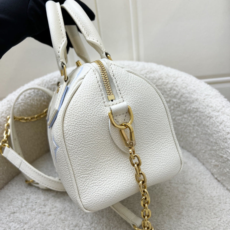 LV Milky Way Speedy 20 in Latte and Candy Blue Giant Monogram Empreinte Leather and GHW