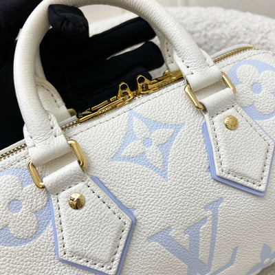 LV Milky Way Speedy 20 in Latte and Candy Blue Giant Monogram Empreinte Leather and GHW