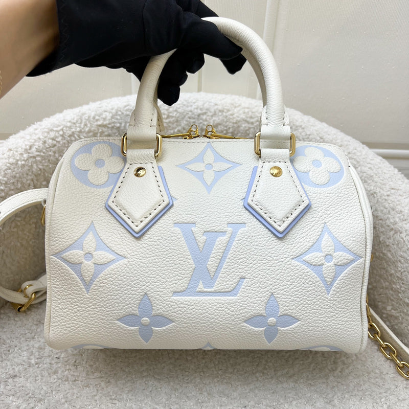 LV Milky Way Speedy 20 in Latte and Candy Blue Giant Monogram Empreinte Leather and GHW