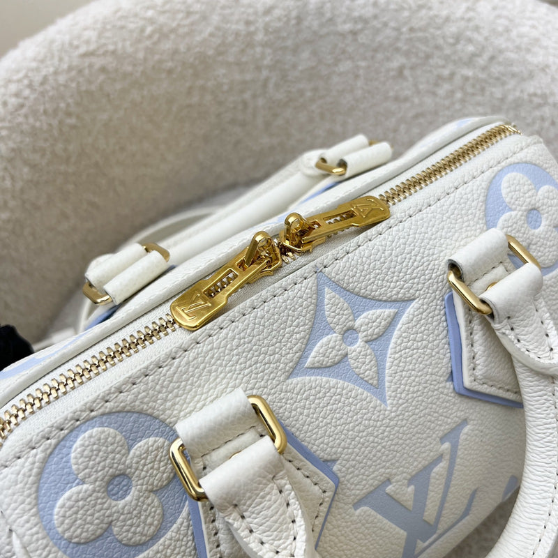LV Milky Way Speedy 20 in Latte and Candy Blue Giant Monogram Empreinte Leather and GHW