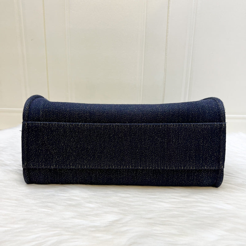 Chanel Deauville Medium Tote in Navy Fabric, Glittery Threading and LGHW