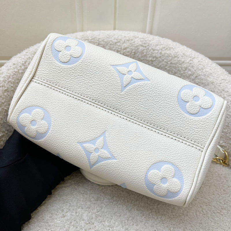 LV Milky Way Speedy 20 in Latte and Candy Blue Giant Monogram Empreinte Leather and GHW