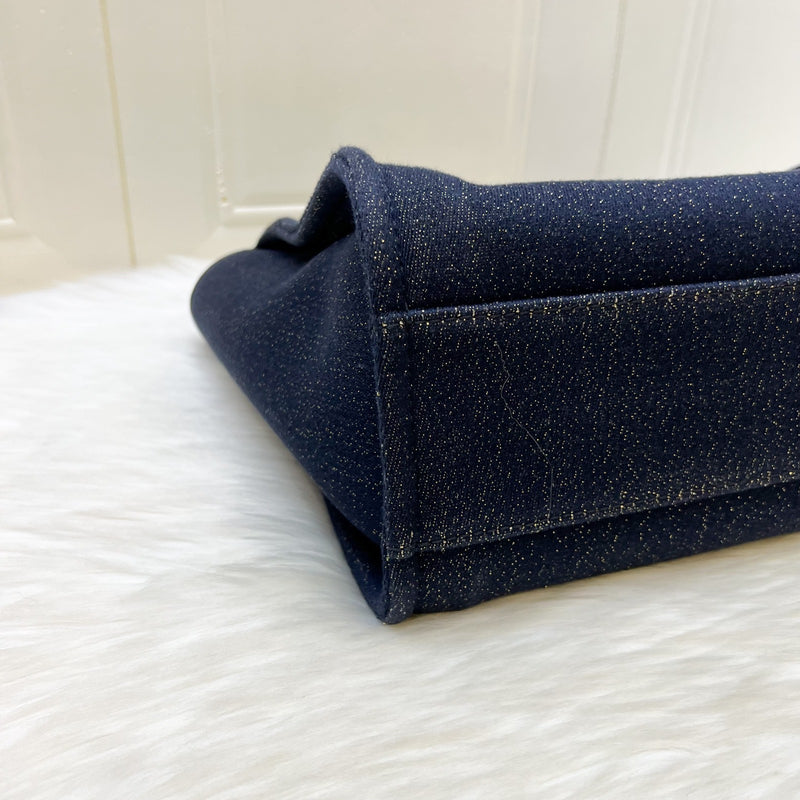 Chanel Deauville Medium Tote in Navy Fabric, Glittery Threading and LGHW
