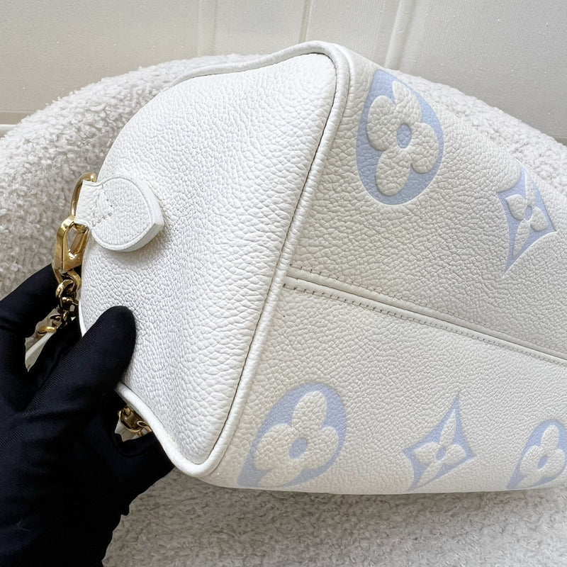 LV Milky Way Speedy 20 in Latte and Candy Blue Giant Monogram Empreinte Leather and GHW
