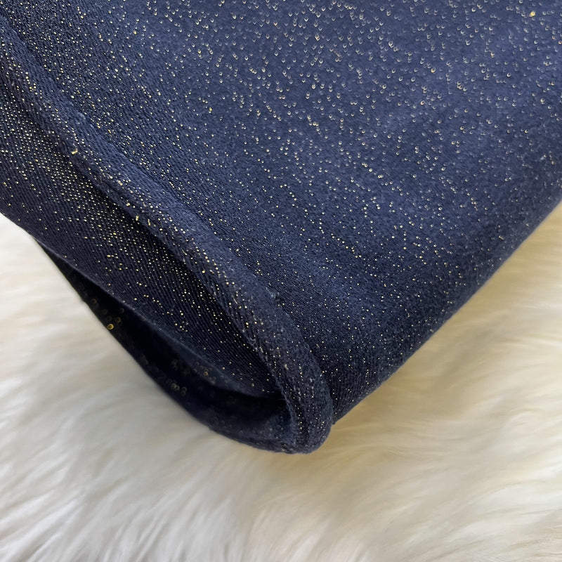 Chanel Deauville Medium Tote in Navy Fabric, Glittery Threading and LGHW