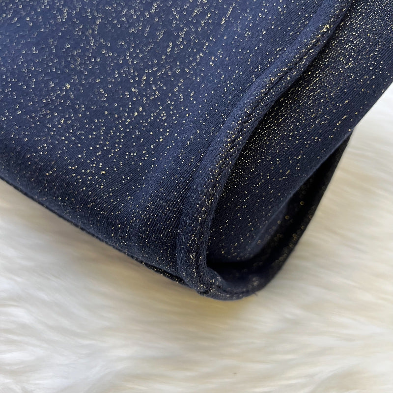 Chanel Deauville Medium Tote in Navy Fabric, Glittery Threading and LGHW