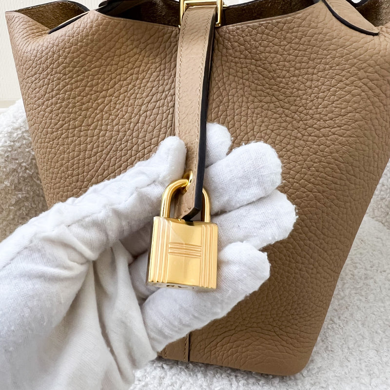 Hermes Picotin 18 in Chai Clemence Leather GHW