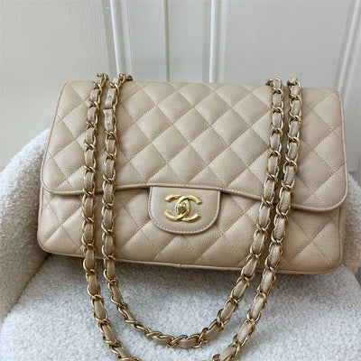 Chanel Classic Jumbo Classic Flap in Beige Caviar LGHW