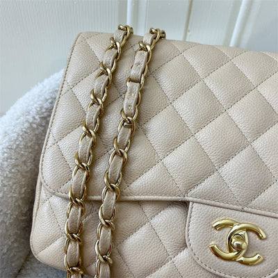 Chanel Classic Jumbo Classic Flap in Beige Caviar LGHW