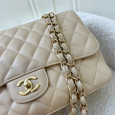 Chanel Classic Jumbo Classic Flap in Beige Caviar LGHW