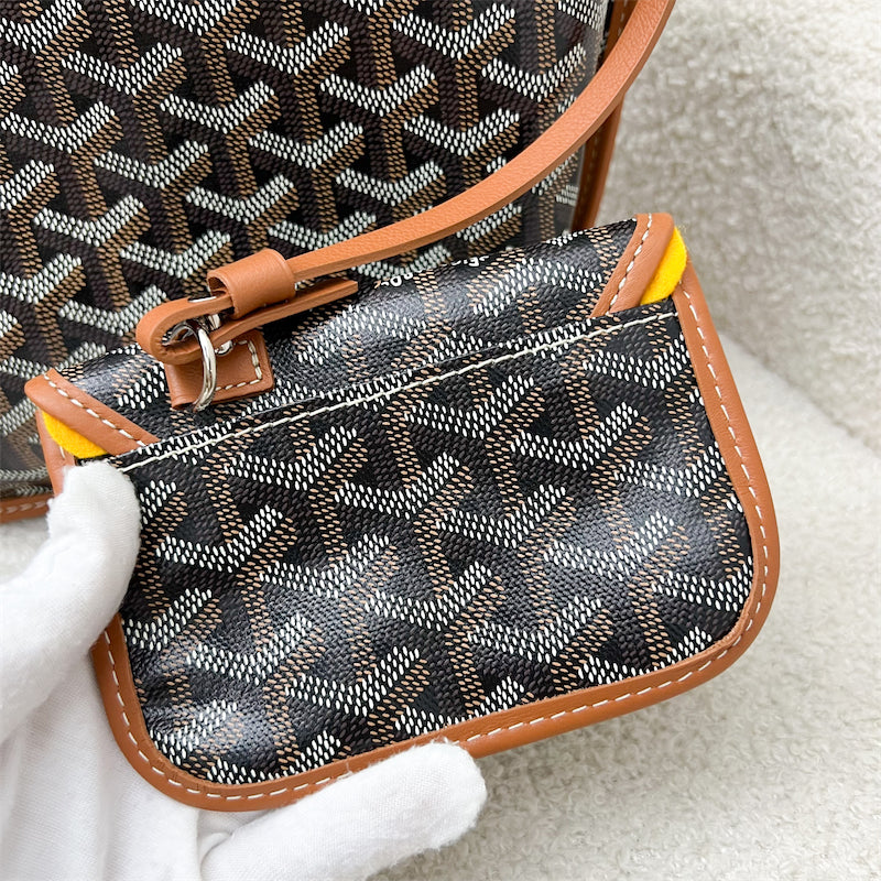 Goyard Mini Anjou in Black Goyardine Canvas with Camel Trim