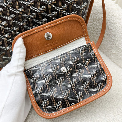 Goyard Mini Anjou in Black Goyardine Canvas with Camel Trim