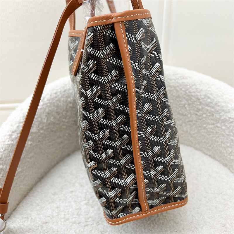 Goyard Mini Anjou in Black Goyardine Canvas with Camel Trim