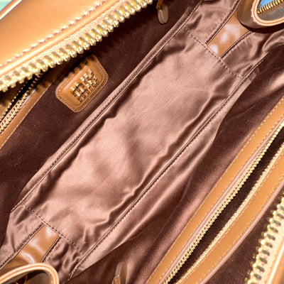 Miu Miu Medium Beau Top Handle Bag in Cognac Calfskin