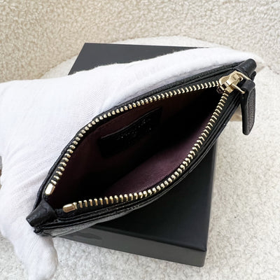 Chanel Flat Zipped External Slots Card holder in Black Caviar and LGHW