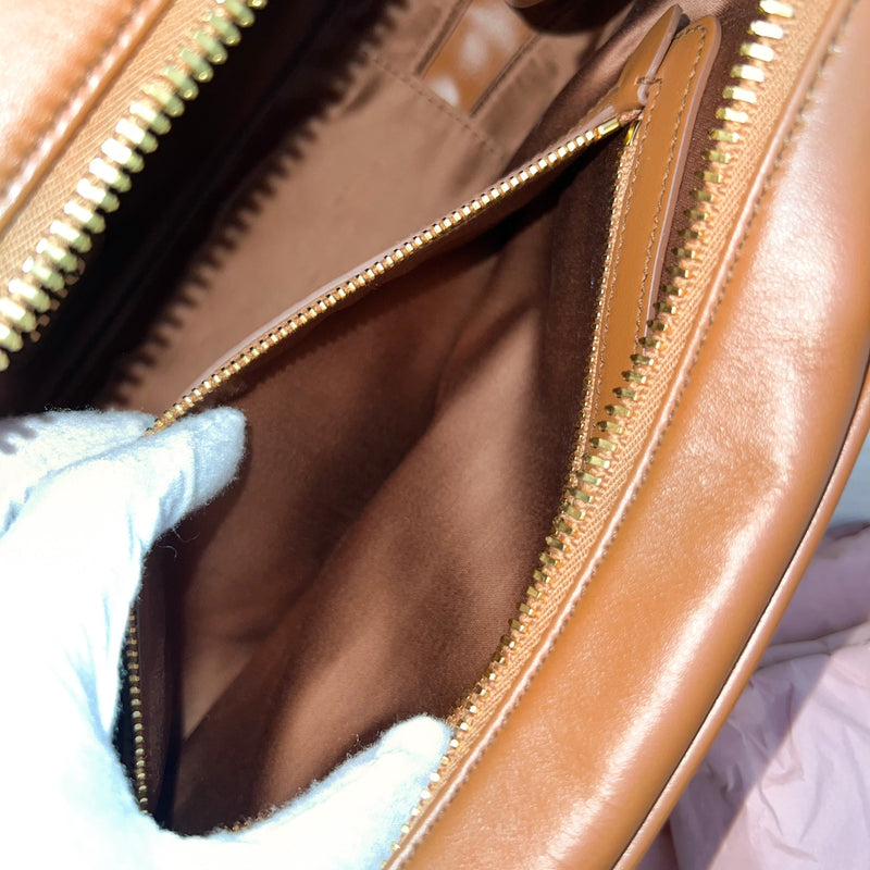 Miu Miu Medium Beau Top Handle Bag in Cognac Calfskin