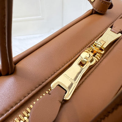 Miu Miu Medium Beau Top Handle Bag in Cognac Calfskin