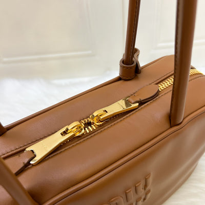 Miu Miu Medium Beau Top Handle Bag in Cognac Calfskin