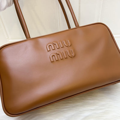 Miu Miu Medium Beau Top Handle Bag in Cognac Calfskin