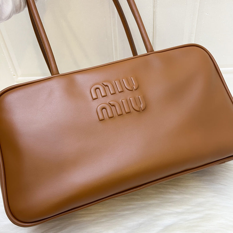 Miu Miu Medium Beau Top Handle Bag in Cognac Calfskin