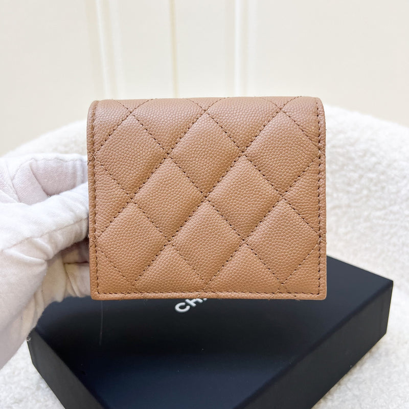 Chanel 23B Bifold Compact Wallet in Dark Beige Caviar and AGHW