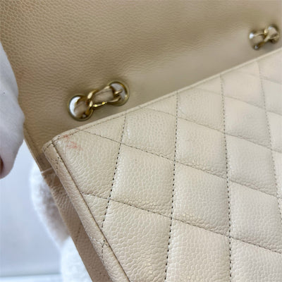 Chanel Classic Jumbo Classic Flap in Beige Caviar LGHW