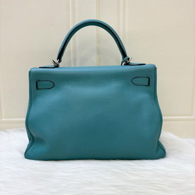 Hermes Kelly 32 in Blue (Turquoise) Clemence Leather and PHW