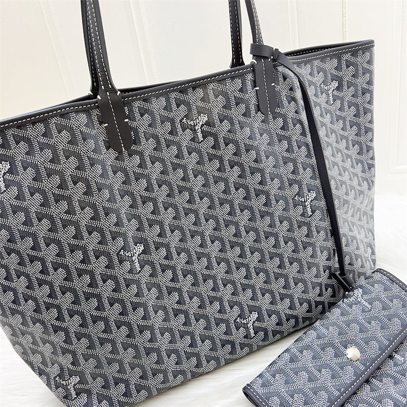 Goyard Saint Louis PM Tote in Gris Grey Goyardine Canvas