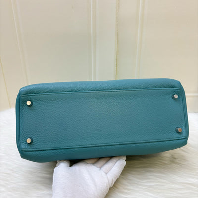 Hermes Kelly 32 in Blue (Turquoise) Clemence Leather and PHW