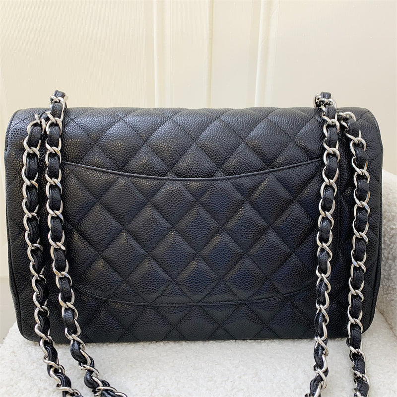 Chanel Jumbo Classic Flap CF in Black Caviar and SHW