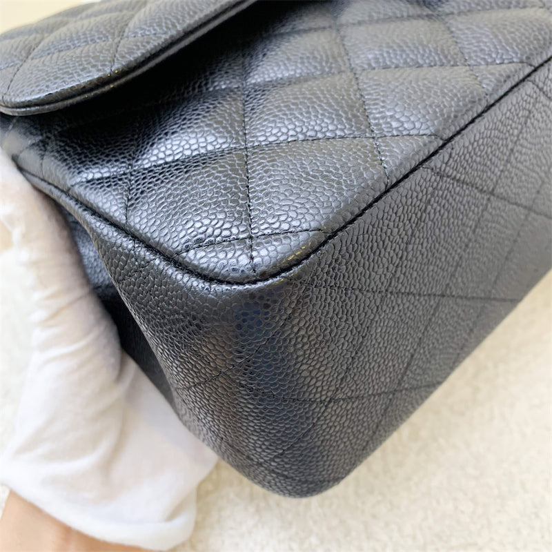 Chanel Jumbo Classic Flap CF in Black Caviar and SHW